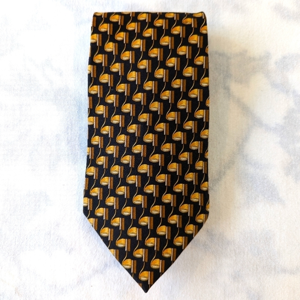 Zylos Gold Black and Golden Silk Tie Corporate Office Business Old Money